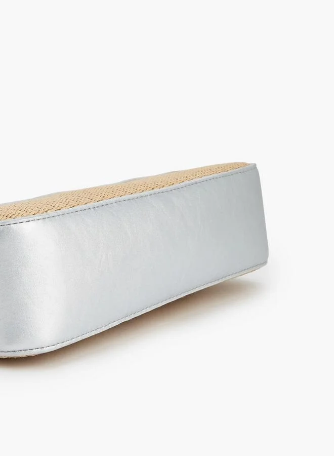 Peppermint SILVER Textured Shoulder Bag With Zip Closure for Women | Best Price UAE